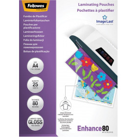 25 POCHETTEs DE PLASTIFICATION A4 80 MICRONS - FELLOWES