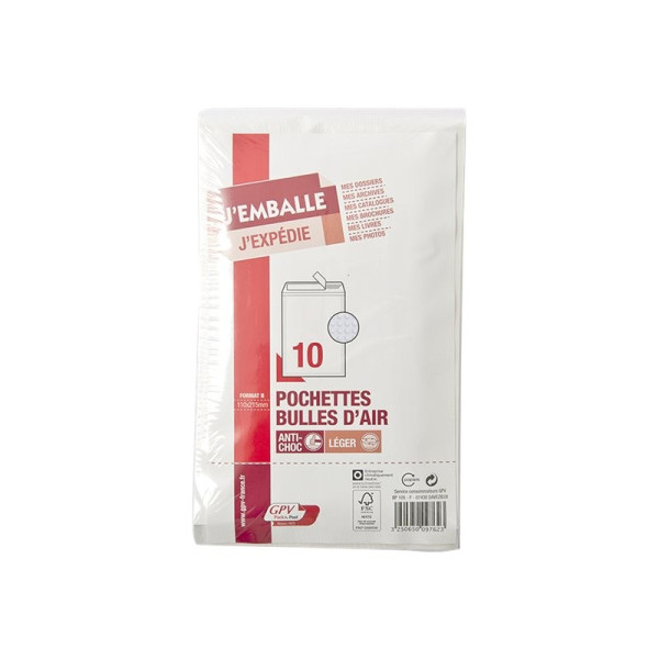 10 Pochettes Bulles D'Air 110X215 Mm (B) Autocollante - Gpv pas cher
