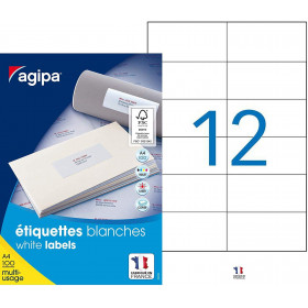Acheter 1200 Étiquettes Blanches - A4 - 105X49,39Mm - Multi-Usage - Agipa 101032 | Surdiscount