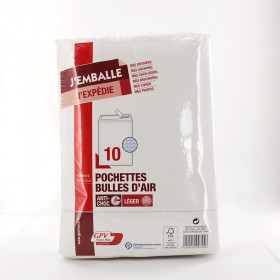 10 pochettes bulles d'air 230x335 mm (G) autocollante - GPV