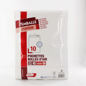10 pochettes bulles d'air 260x360 mm (H) autocollante - GPV
