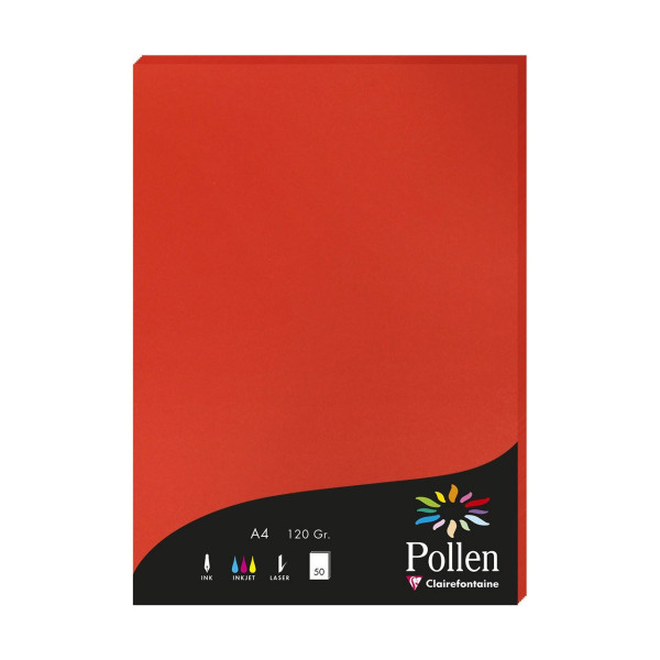 photo-Papier - A4 - Pollen - Rouge corail - 120g - 50 feuilles - Clairefontaine
