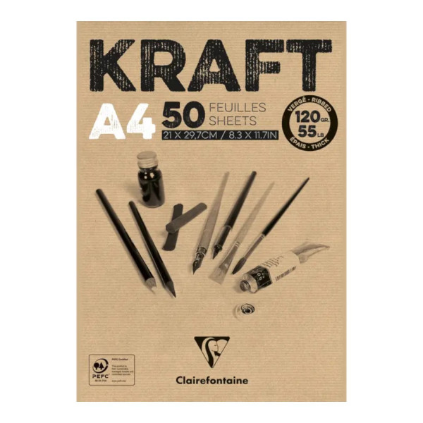 Bloc kraft brun A4 - 50 Feuilles - 120G - Clairefontaine
