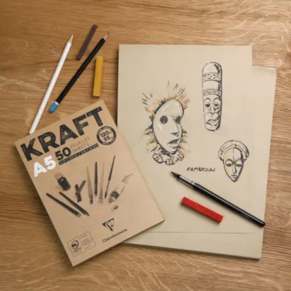 Bloc kraft brun A4 - 50 Feuilles - 120G - Clairefontaine