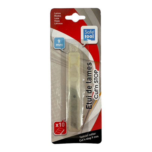 Lames de cutter - 9mm - Prédécoupées - Etui de 10 - Safe Tool