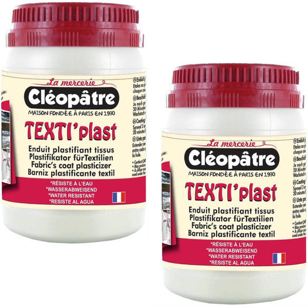 Enduit pour plastifier du tissus - Toile cirée - Texti'Plast - Cléopâtre - 2 pots 250g