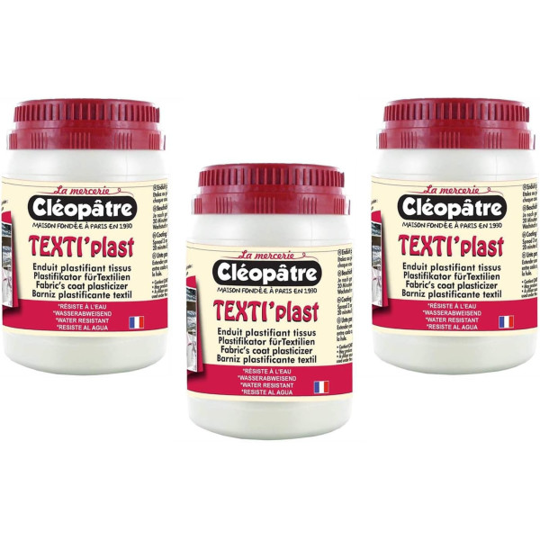 Enduit pour plastifier du tissus - Toile cirée - Texti'Plast - Cléopâtre - 3 pots 250g