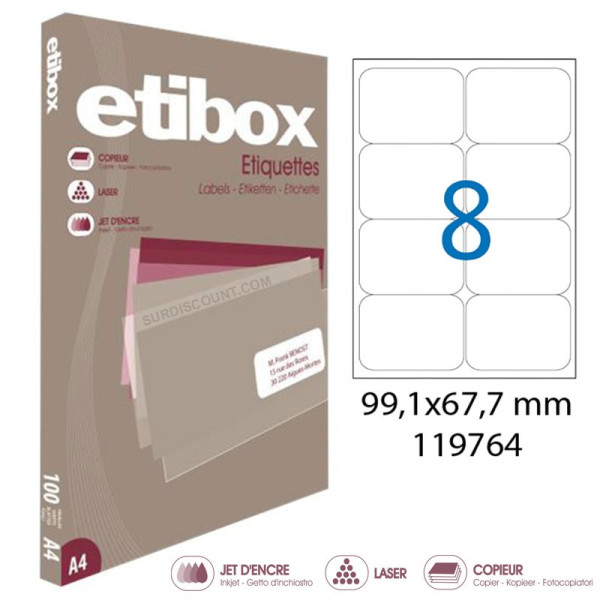 Boite De 800 Étiquettes - Format 99,1X67,7Mm - Etibox - Apli 119764 pas cher