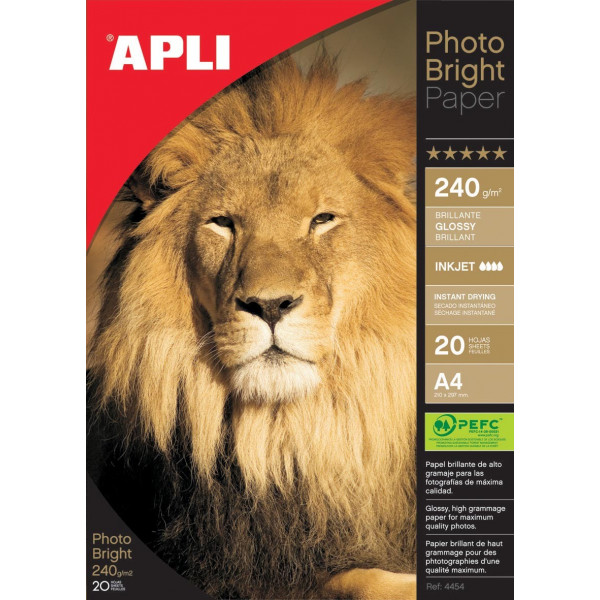 photo-Papier photo - Brillant - Photobright - A4 240 g 20 feuilles - Apli