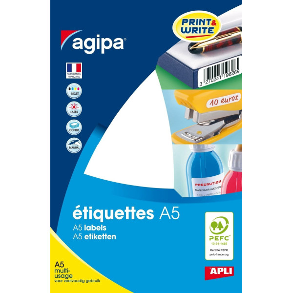 Étiquettes Adhésives Format A5 114015 - Apli Agipa pas cher