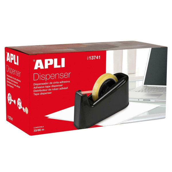 photo-Distributeur de ruban adhésif compatible avec les rouleaux de 33/66 m – Couleur noir