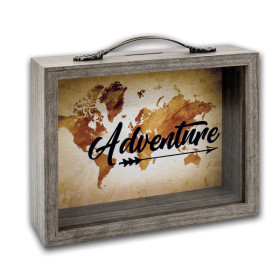 Cadre photo - Tirelire intégrée - Format photo 19,5x15,5cm - Bois - Adventure