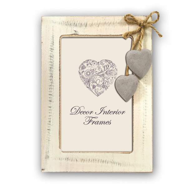 photo-Cadre photo - Format photo 20x30cm - Cadre 24x34cm - Bois - Vintage - Cœur 3D