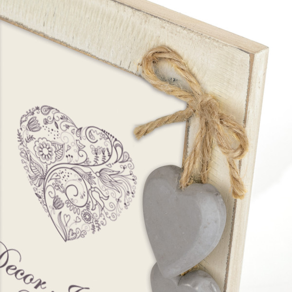 Cadre photo - Format photo 20x30cm - Cadre 24x34cm - Bois - Vintage - Cœur 3D