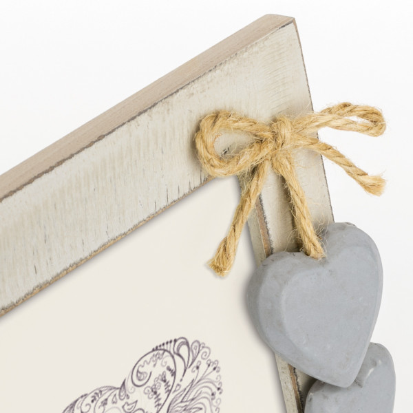 Cadre photo - Format photo 15x20cm - Cadre 19x24cm - Bois - Vintage - Cœur 3D