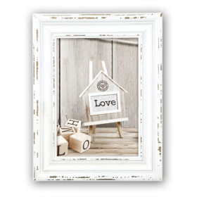 photo-Cadre photo - Format photo 15x20cm - Cadre 22x27cm - Bois - Vintage - Blanc