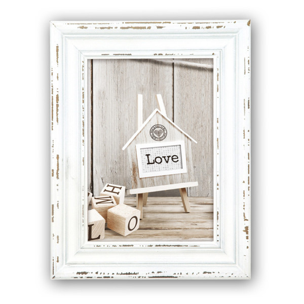 photo-Cadre photo - Format photo 15x20cm - Cadre 22x27cm - Bois - Vintage - Blanc