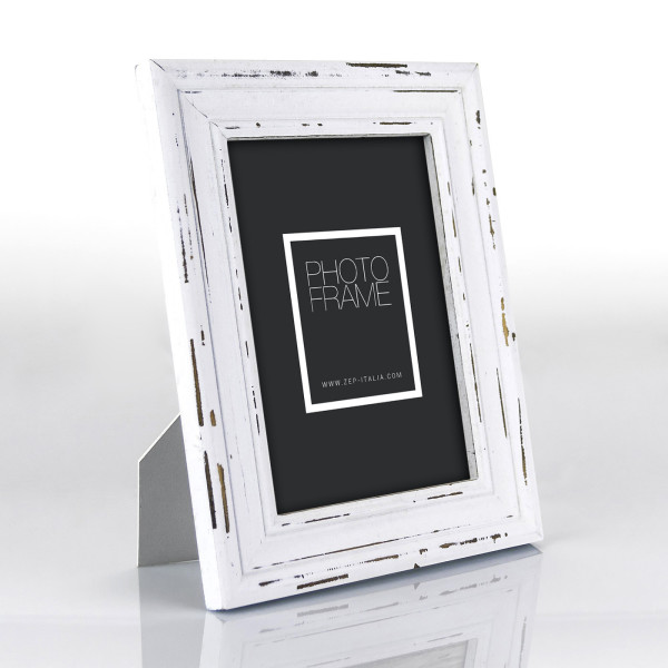 Cadre photo - Format photo 15x20cm - Cadre 22x27cm - Bois - Vintage - Blanc