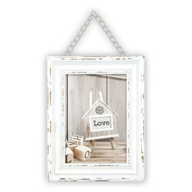 photo-Cadre photo - Format photo 10x15cm - Cadre 17x22cm - Bois - Vintage - Blanc