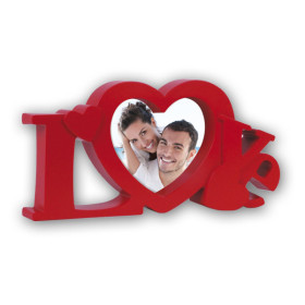 photo-Cadre photo - Love - Format cœur 10x10cm - Rouge - A poser - Cadeau