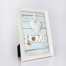 Cadre photo - Blanc - Format photo 13x18cm - Format cadre 17x22 - Bois - Vintage