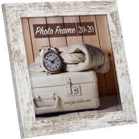 photo-Cadre photo - Format photo 20x20cm - Cadre 25x25cm - Bois - Blanc - Vintage