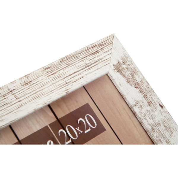 Cadre photo - Format photo 20x20cm - Cadre 25x25cm - Bois - Blanc - Vintage