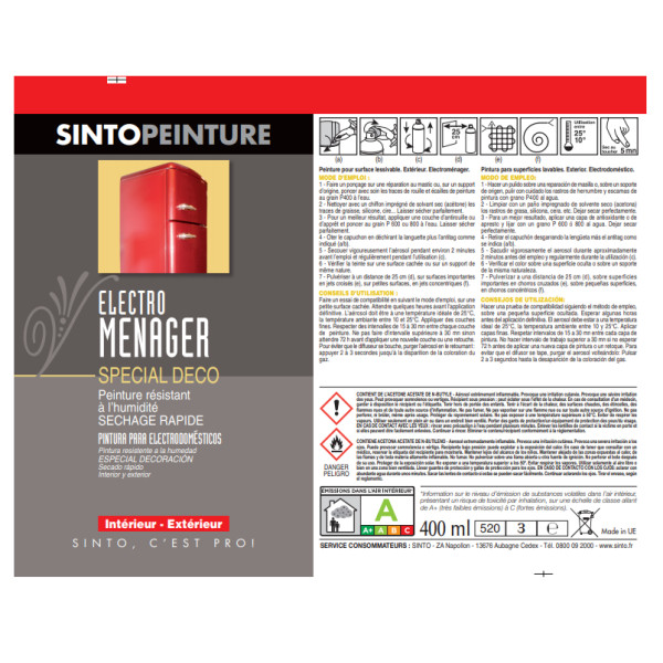 Acheter Bombe de peinture électroménager - Métal - Sinto