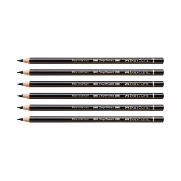 Lot de 6 crayons de couleur - Noir - 199 - Polychromos Faber-Castell