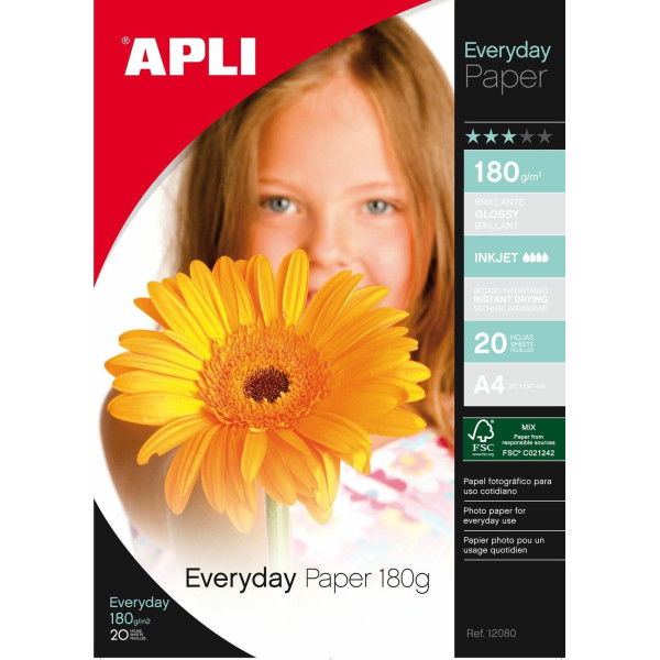 photo-Papier photo - Brillant - Everyday - A4 180 g 20 feuilles - Apli