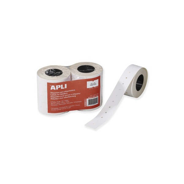 photo-Étiquettes pour étiqueteuse manuelle - Rectangle 21 x 12 mm - Blanc adhésif amovible - 6 Rouleaux