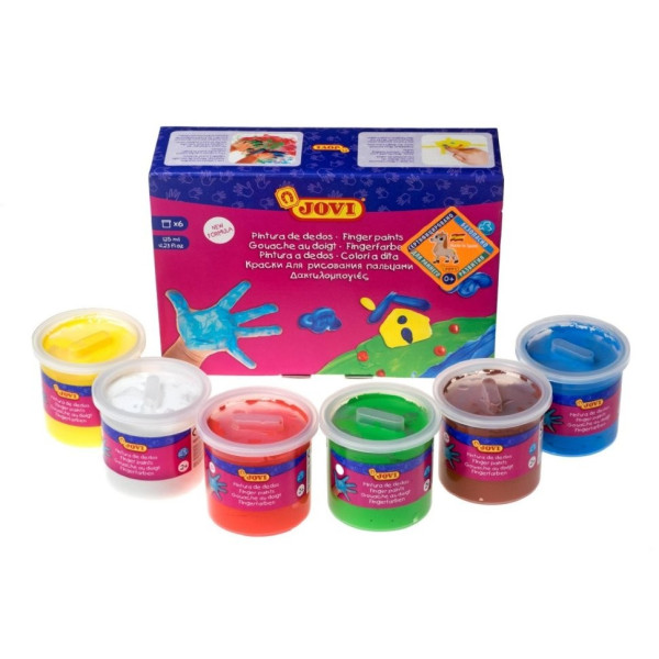 Coffret De Gouache Au Doigt - 6 Pots De 125 Ml - Jovi | Surdiscount