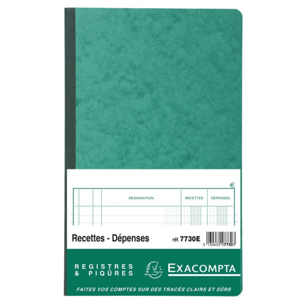 Piqûre - 32X19,5 Cm - Recettes-Dépenses - 80 Pages - Exacompta pas cher
