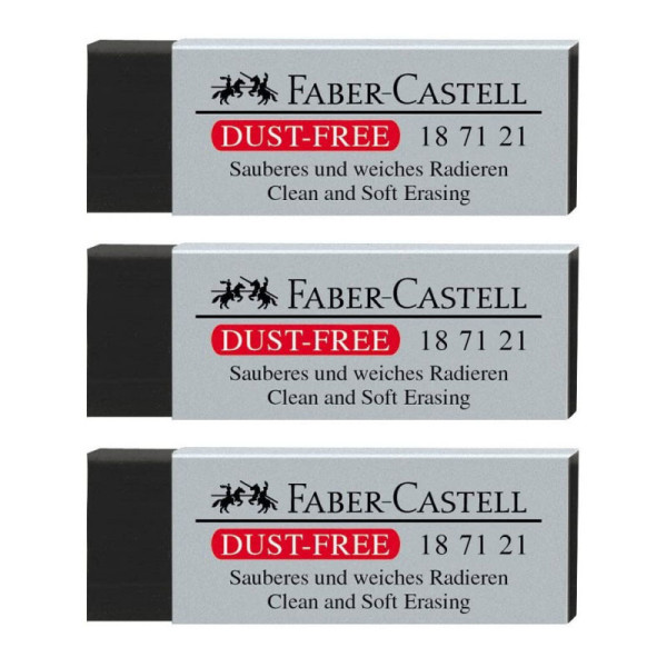 Lot de 3 gommes noire douce sans résidus Faber-Castell