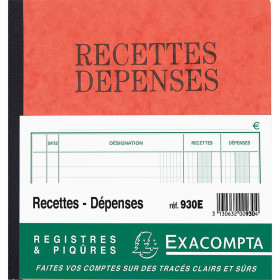 Registre Piqûre Recettes Et Dépenses 930E - Exacompta | à seulement 10,9 €