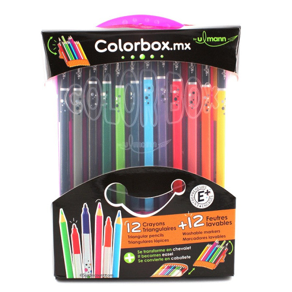 Colorbox Boîte De 12 Crayons Triangulaires De Couleur Et 12 Feutres Lavable Ulmann | à seulement 9,99 €