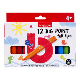 Feutres de coloriage - Pour enfant - Grosse pointe - 12 couleurs - Bruynzeel