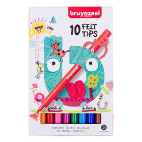 Feutres de coloriage - Pour enfant - 10 couleurs - Encre lavable - Pointe moyenne