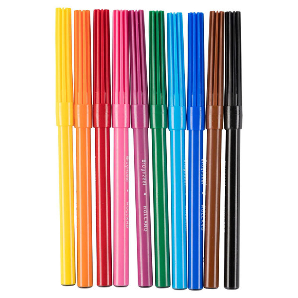 Feutres de coloriage - Pour enfant - 10 couleurs - Encre lavable - Pointe moyenne