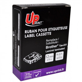 Ruban Compatible Pour Brother Tze-231 12Mm X 8M Plastifié Noir Sur Blanc pas cher