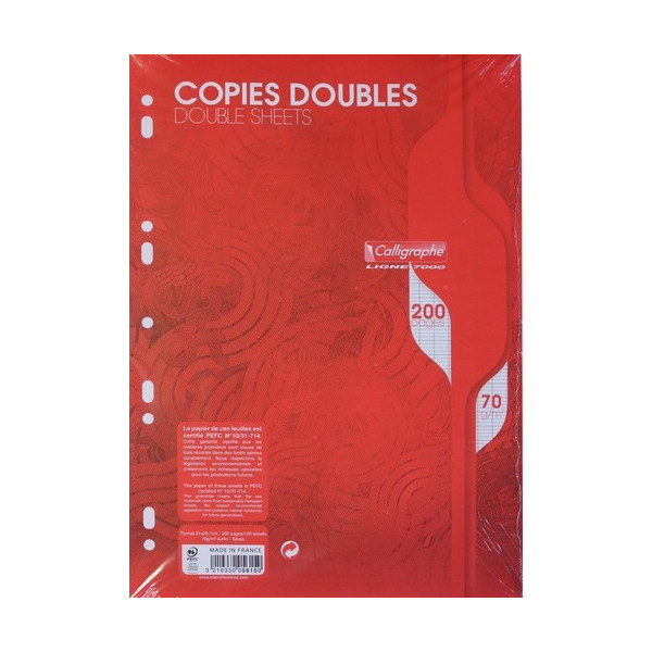 200 Copies Doubles - Grands Carreaux - 70G/M2 - Calligraphe 5615C pas cher