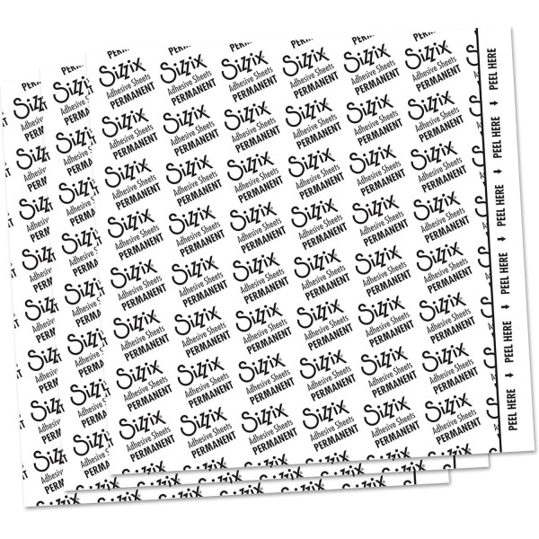 Feuilles adhésives - Permanente - 10 pièces - 15,24x15,24 cm - Scrapbooking - Sizzix