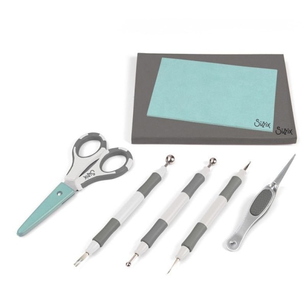 Kit pour sculpter le papier - Scrapbooking - 7 outils - Ciseaux et accessoires - Sizzix