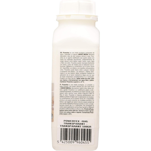Powertex - Durcisseur - Médium - Tissus, papier, carton - Transparent - 500g