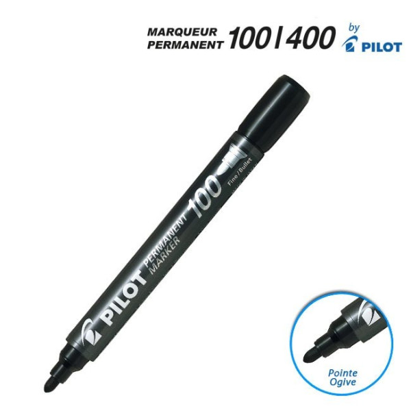 Marqueur Permanent 100 Noir Pointe ogive Pilot pas cher