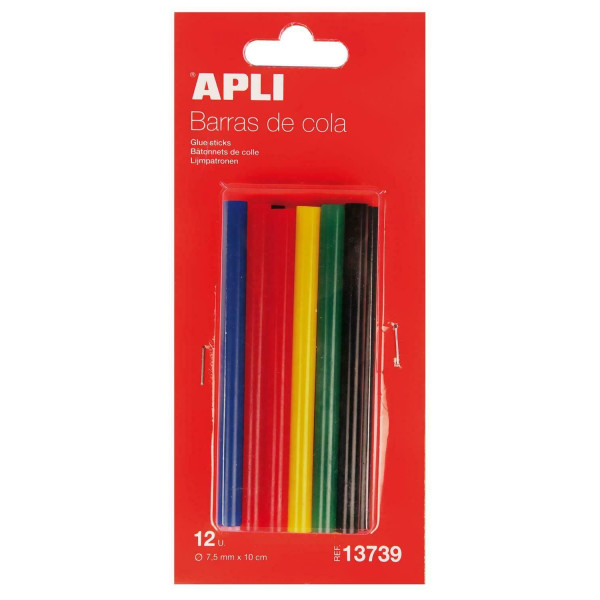 photo-Bâtons de colle pour pistolet à colle - Recharge de colle colorée - 12 unités - Apli