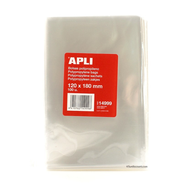 100 SACHETS POLYPROPYLENE 120X180MM APLI 14999