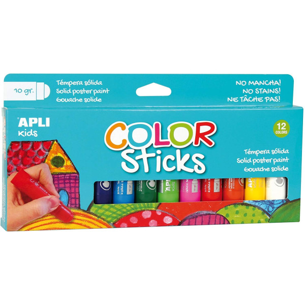 photo-12 tubes de peinture gouache - Sticks de 10g - Apli