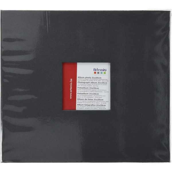 photo-Album photos - 31x35cm - 10 pages - Couverture cartonnée avec fenêtre - Gris anthracite
