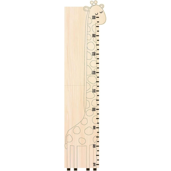 Toise - Décoration chambre d'enfant - Girafe - Bois - A personnaliser - Jusqu'à 1m50